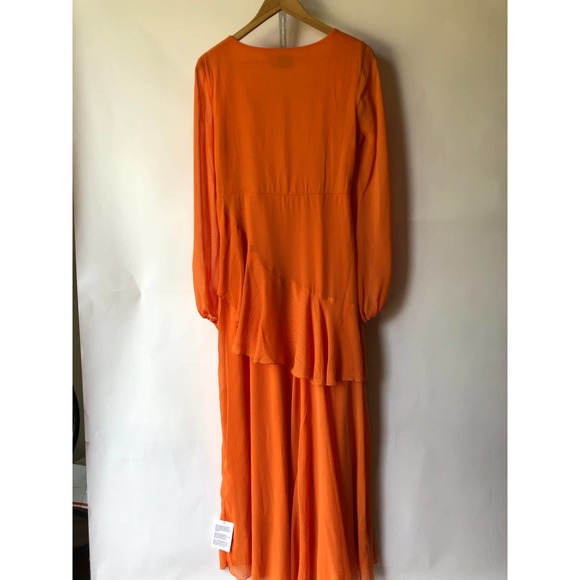 NWT ASOS Wrap Waist Maxi Dress With Double Layer Skirt And Long Sleeve, 8 - Picture 8 of 9